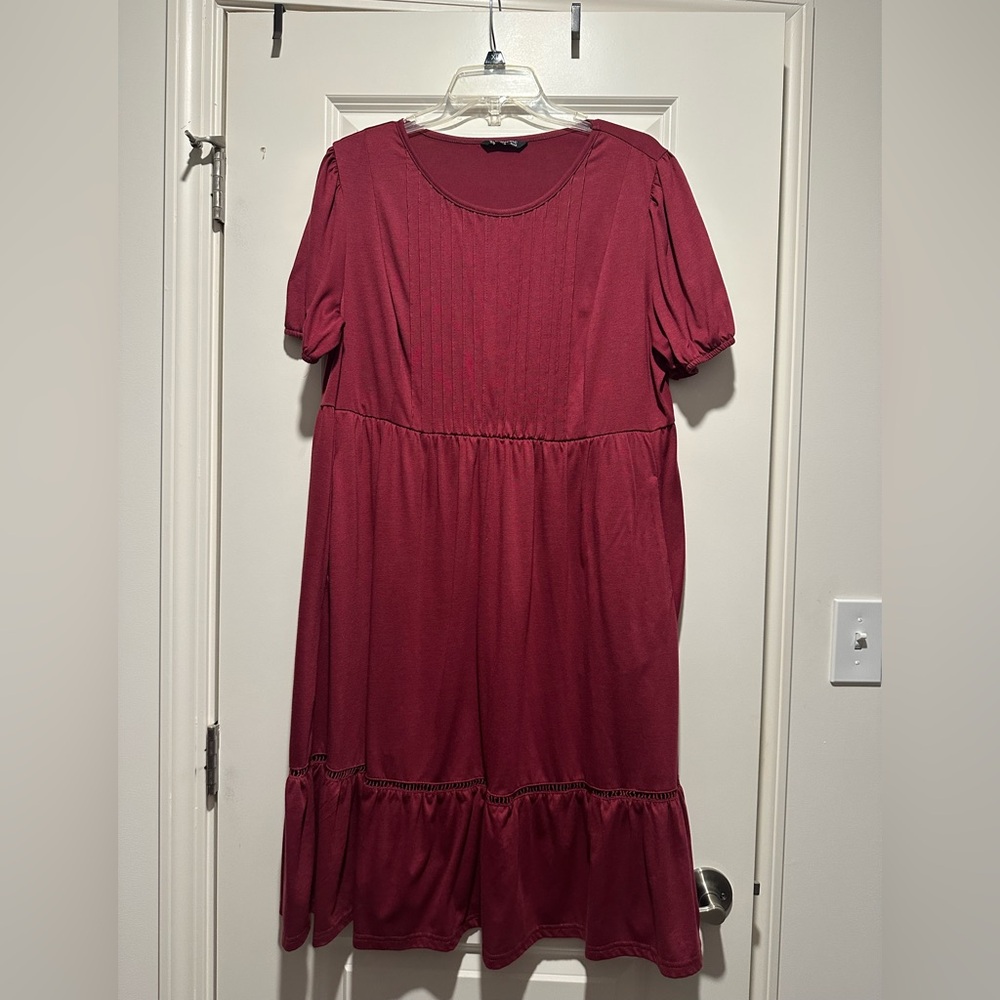 BloomChic Red Ruffled Tiered Midi Sundress